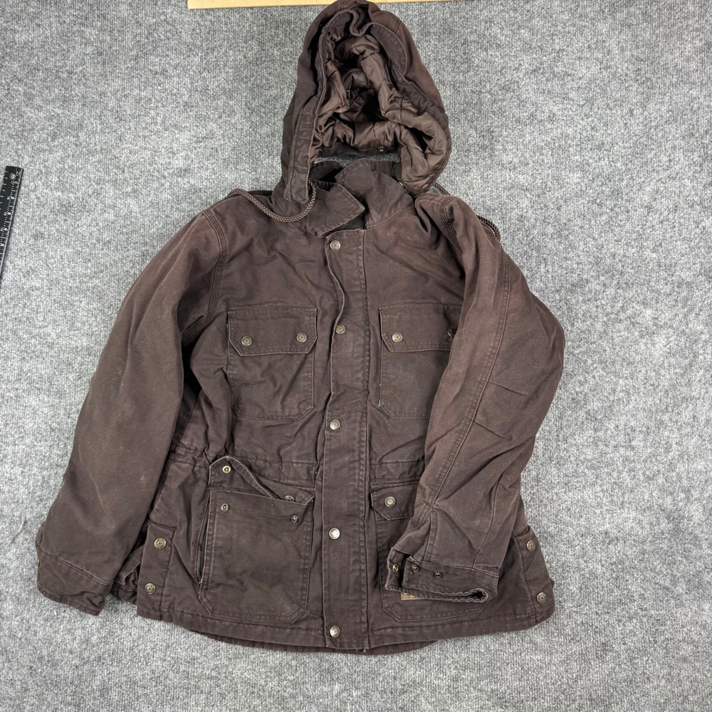 C.E. Schmidt Jacket Womens Size S Brown Canvas Hooded Quilted Utility Workwear